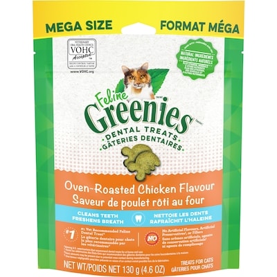 Greenies Feline Adult Natural Dental Care Cat Treats, Chicken Flavour Mega Size 130 g, $6.53/100g