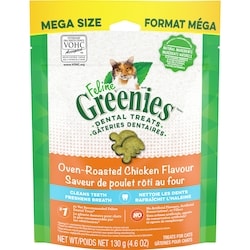 Greenies Gâteries dentaires pour chats adultes Feline, saveur de poulet rôti au four 130 g, 6,53 $/100g