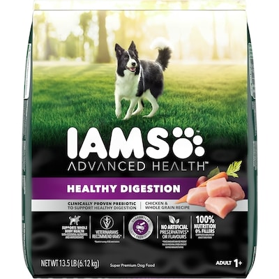 Iams Nourriture sèche pour chiens adultes Advanced Health Digestion saine Recette avec poulet et grains entiers 6.12 kg, 0,59 $/100g