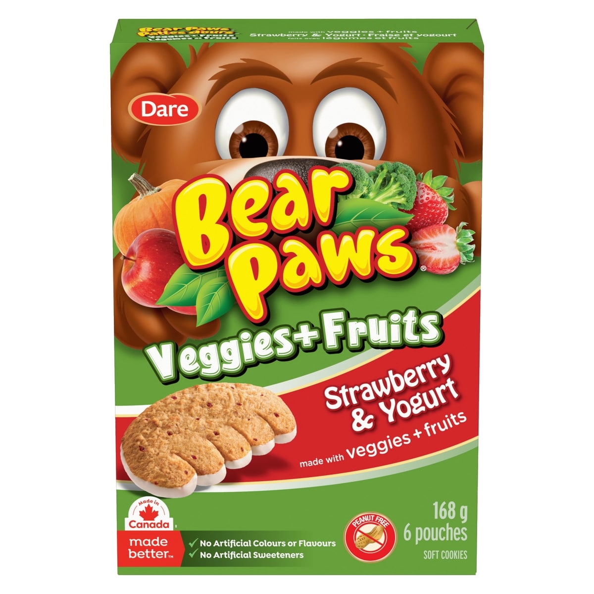 Dare Bear Paws Veggies & Fruits Strawberry & Yogurt Cookies