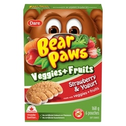 Dare Bear Paws Veggies + Fruits Strawberry & Yogurt Cookies 168 g, $1.79/100g