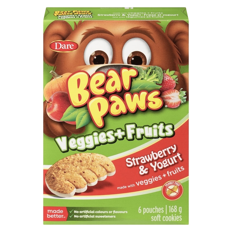 Bear Paws Veggies + Fruits Strawberry & Yogourt Cookies