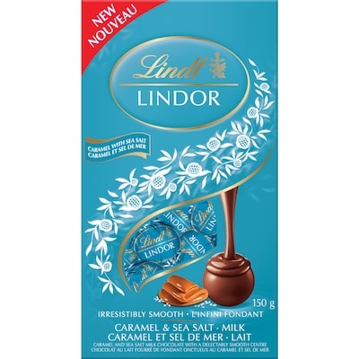 Lindt Truffes LINDOR au chocolat lait avec caramel et sel de mer  – Sachet 150 g, 7,33 $/100g