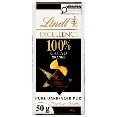 Lindt EXCELLENCE 100% Cacao Orange Dark Chocolate Bar 50 g, $11.98/100g