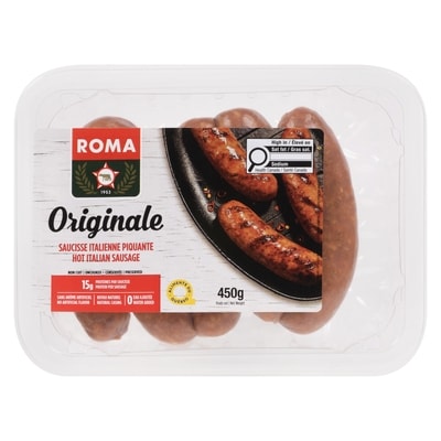 Roma Hot Italian Sausage 450 g, $1.84/100g