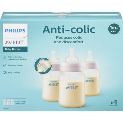 Philips Anti-Colic 260 Ml 1M+ Baby Bottle 3 ea, $9.00/1ea