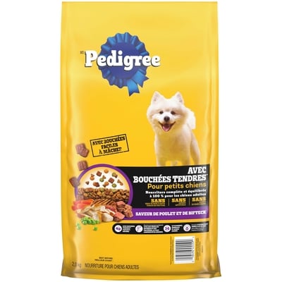 Pedigree Nourriture sèche pour petits chiens avec bouchées tendres à saveur de poulet et de bifteck 2 kg, 0,85 $/100g