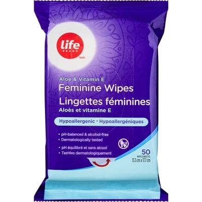 Life Brand Aloe and Vitamin E Feminine Wipes 100 ea, $0.06/1ea