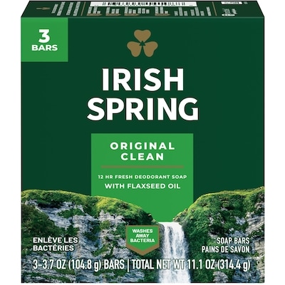 Irish Spring Soap, Original Clean Deodorant Bar for Men 3x104.0 g, $1.92/100g
