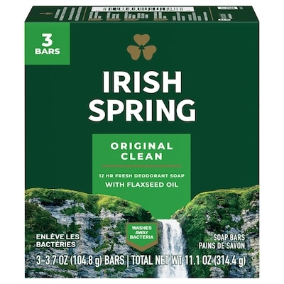Irish Spring Pain de savon désodorisant original pour homme 3x104.0 g, 1,28 $/100g