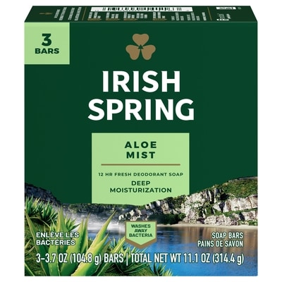 Irish Spring Pain de savon désodorisant aloe mist 3x104.0 g, 1,28 $/100g
