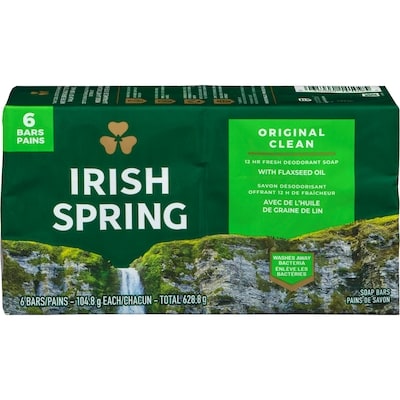 Irish Spring Soap, Original Clean Deodorant Bar for Men 6x104.0 g, $1.04/100g