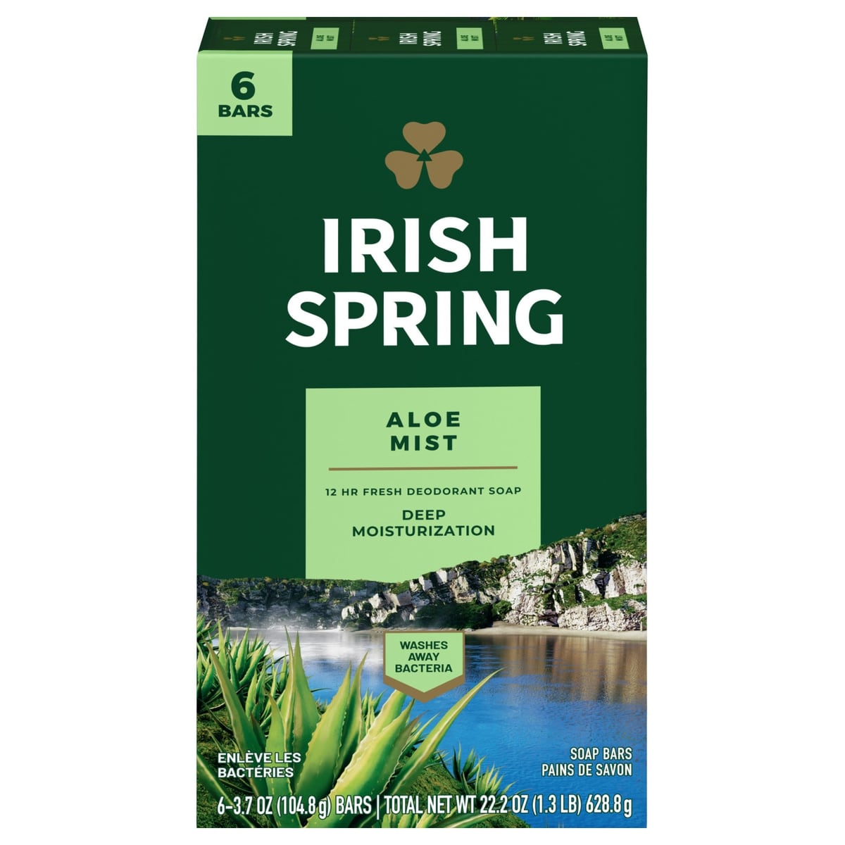 Irish Spring Aloe Mist Deodorant Bar Soap, 6 Pack