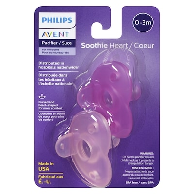 Philips Soothie Heart 0-3M Pacifier 2 ea, $4.00/1ea