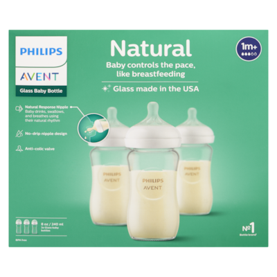 Glass Baby Bottle Natural 240 Ml 1m+