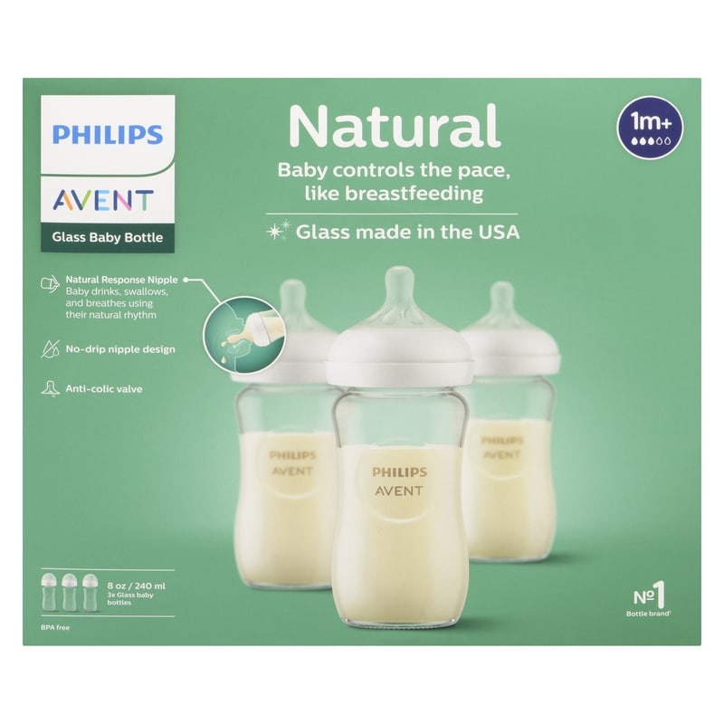 Glass Baby Bottle Natural 240 Ml 1m+
