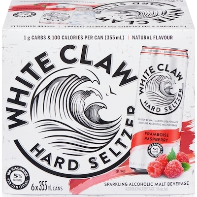 WHITE CLAW Raspberry (ID required at pick-up) 6x355.0 ml, $0.69/100ml