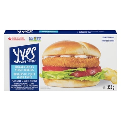 Yves Veggie Breaded Chick'N Burgers 352 g, $2.27/100g
