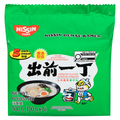 Nissin Nouille instantanées avec base de soupe demae ramen saveur de porc artificielle 500 g, 1,10 $/100g