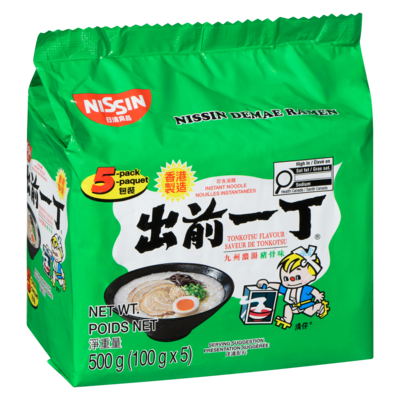 Nouille instantanées avec base de soupe demae ramen saveur de porc artificielle