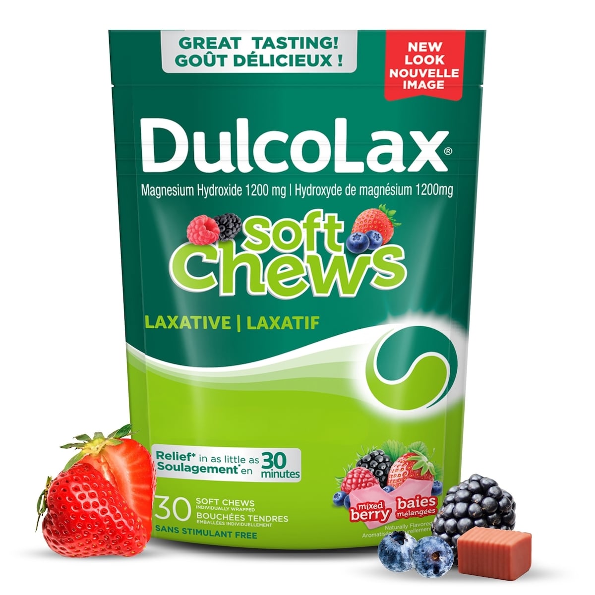 Dulcolax Soft Chews, Laxative, Mixed Berry 30 ea, $0.50/1ea
