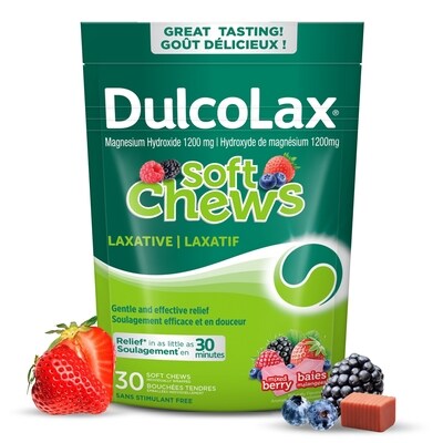 Dulcolax Soft Chews, laxatif, baies mélangées 30 ea, 0,52 $/1ch