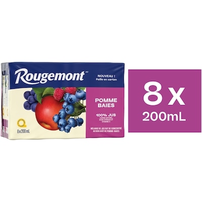 Rougemont Boîtes de jus de fruits mélangés pomme-baies 8x200.0 ml, 0,37 $/100ml