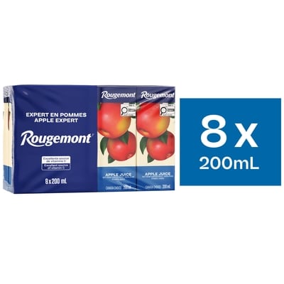 Rougemont Not From Concentrate Apple Juice Boxes 8x200.0 ml, $0.37/100ml