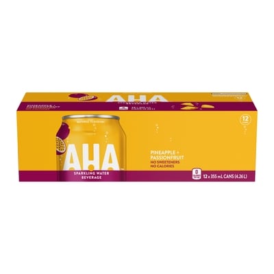 AHA Seltzer Pineapple + Passionfruit Fridge Pack Cans 12x355.0 ml, $0.20/100ml