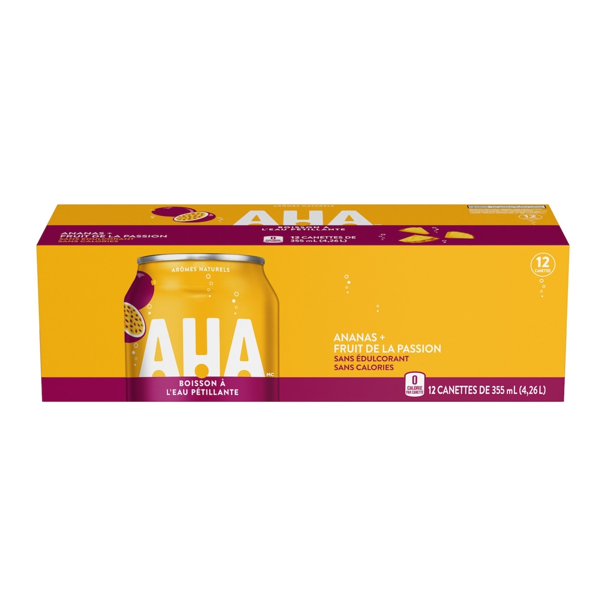 AHA Seltzer Ananas + Fruit de la Passion Fridge Pack Cannettes 12x355.0 ml, 0,18 $/100ml