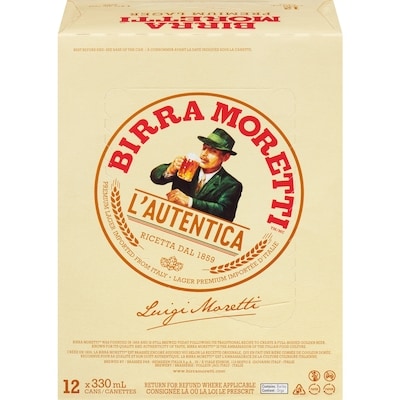 Birra Moretti Cans (ID required at pick-up) 12x330.0 ml, $0.72/100ml