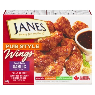 Janes Chicken Wings Honey Garlic 660 g, $2.27/100g