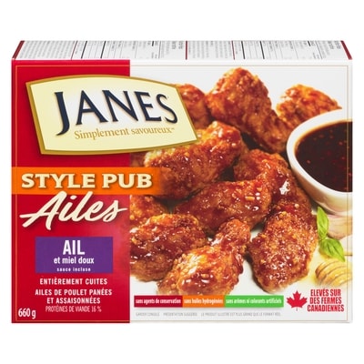 Janes Ailes de poulet miel et ail 660 g, 2,12 $/100g