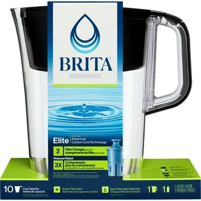 Brita Large 10 Cup Water Filter Pitcher with 1 Elite™ Filter, Made Without BPA, Tahoe, Black 1 ea, $45.00/1ea