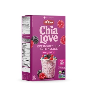 Prana Chialove - Overnight Chia-Avoine Rêve de petits fruits 250 g, 2,72 $/100g