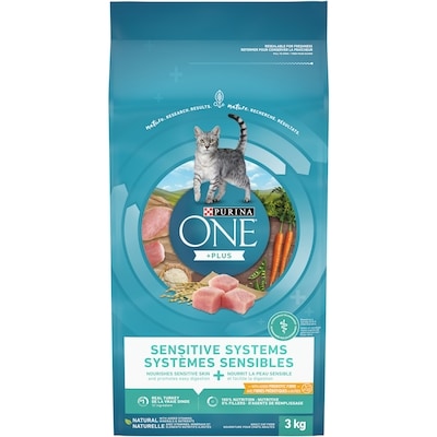 Purina ONE +Plus Systèmes Sensibles Dinde, Nourriture Sèche pour Chats 3 kg 3 kg, 0,80 $/100g
