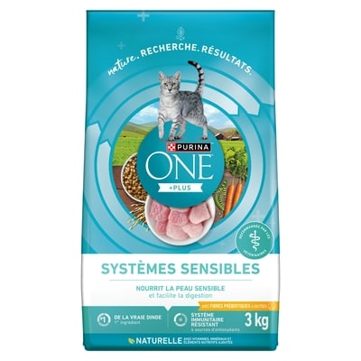 Purina ONE +plus nourriture sèche pour chats systèmes sensibles à la dinde 3 kg, 0,80 $/100g