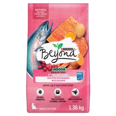 Purina Beyond Grain Free Dry Cat Food Indoor Cat Wild-Caught Salmon & Egg 1.36 kg, $1.32/100g