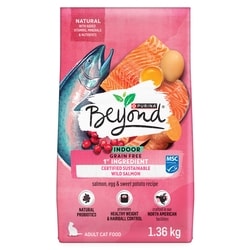 Purina Beyond Grain Free Dry Cat Food Indoor Cat Wild-Caught Salmon & Egg 1.36 kg, $1.21/100g