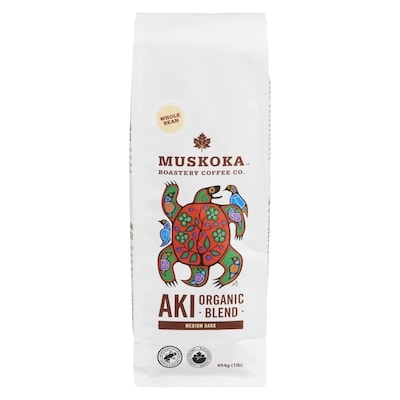 Muskoka Roastery Coffee Co Organic Arabica Coffee Whole Bean Aki Organic Blend Medium Dark 454 g, $5.50/100g