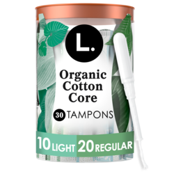 Tampons Light/Regular Absorbency, Made with Organic Cotton, 30 CT