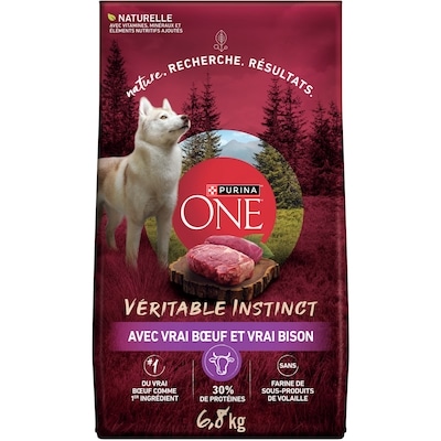 Purina ONE Véritable Instinct Boeuf et Bison, Nourriture Sèche pour Chiens 6,8 kg 6.8 kg, 0,51 $/100g