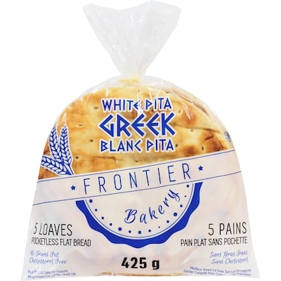 Frontier Bakery White Pita Greek Pocketless Flat Bread 425 g, $0.28/100g