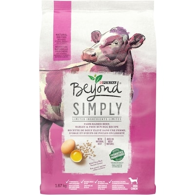 Purina Beyond Simply Recette de Boeuf Élevé dans une Ferme, d’Orge et d’Oeufs de Poules en Liberté, Nourriture Sèche pour Chiens 1,67 kg 1.67 kg, 1,02 $/100g