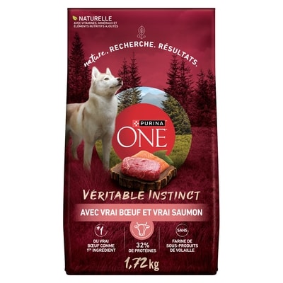 Purina ONE véritable instinct nourriture sèche pour chiens bœuf et saumon 1.72 kg, 0,87 $/100g