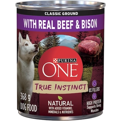 Purina ONE True Instinct Classic Ground Beef & Bison, Wet Dog Food 368 g, $0.73/100g