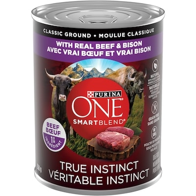 Purina ONE Véritable Instinct Moulue Classique Boeuf et Bison, Nourriture Humide pour Chiens 368 g 368 g, 0,81 $/100g