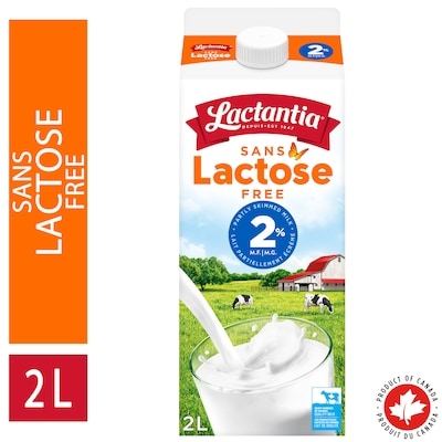 Lactantia Lait sans lactose 2% partiellement écrémé 2 l, 0,32 $/100ml