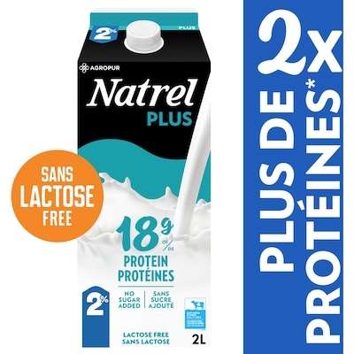 Natrel Lait protéiné 2% sans lactose Natrel Plus 2 l, 0,42 $/100ml