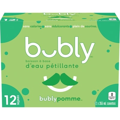 Eau pétillante Bubly D’eau pétillante Pomme 12x355.0 ml, 0,17 $/100ml